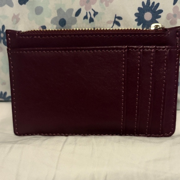 Ted Baker Deep Burgundy Leather Card Wallet with Gold Accents - Picture 3 of 3